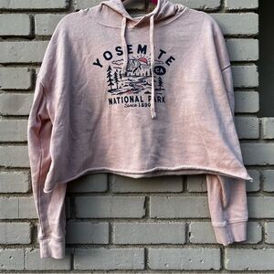 Yosemite National Park Cropped Hoodie in Pink - Size Large